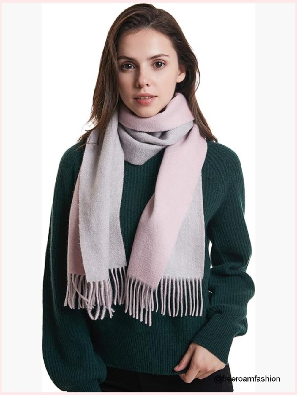 100% Cashmere Fringed Winter Scarf Soft Lightweight Oversized Wrap